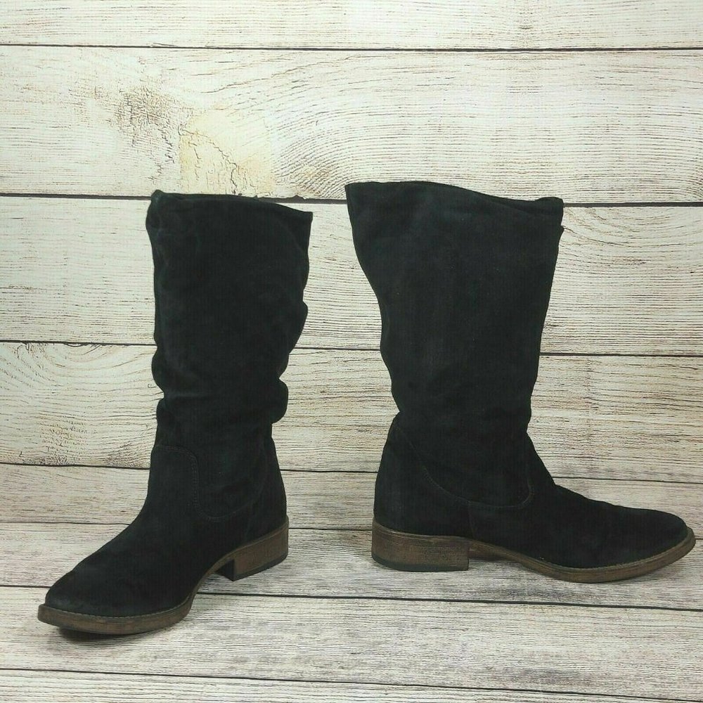 Women Boots Leather Black Block Heel Fashion Winter Botties 9.5/41 12" from Arch